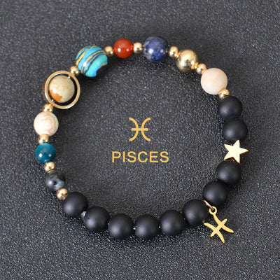 Olivenorma Twelve Constellations Eight Planets Gemstone Bracelet - Black Onyx - Pisces - image 15