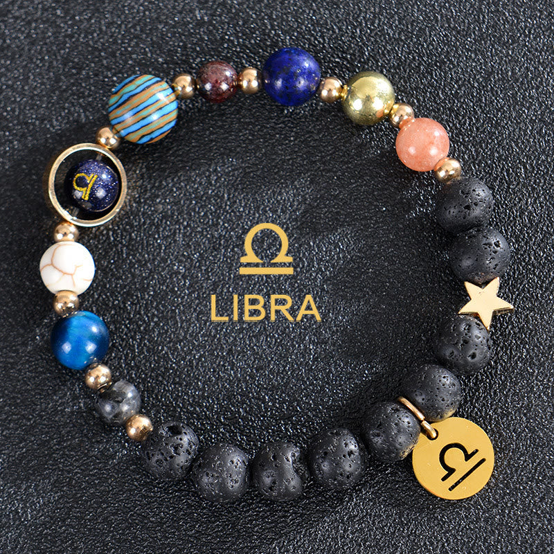 Olivenorma Twelve Constellations Eight Planets Gemstone Bracelet - Lava Stone - Libra - image 22