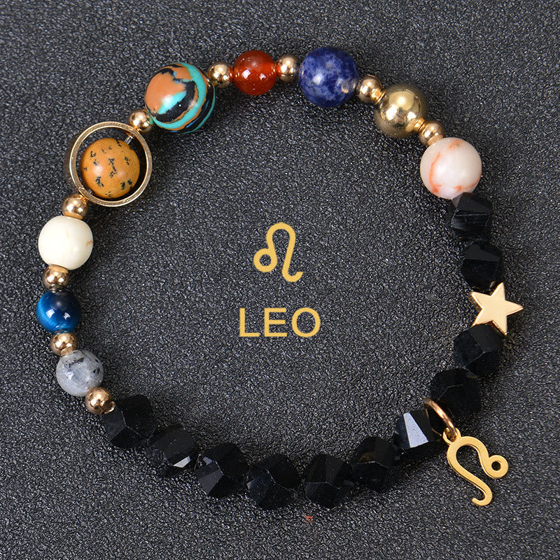 Olivenorma Twelve Constellations Eight Planets Gemstone Bracelet - Facted Obsidian - Leo - image 32