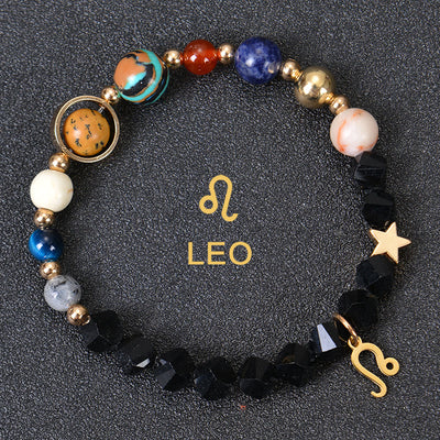 Olivenorma Twelve Constellations Eight Planets Gemstone Bracelet - Facted Obsidian - Leo - image 32