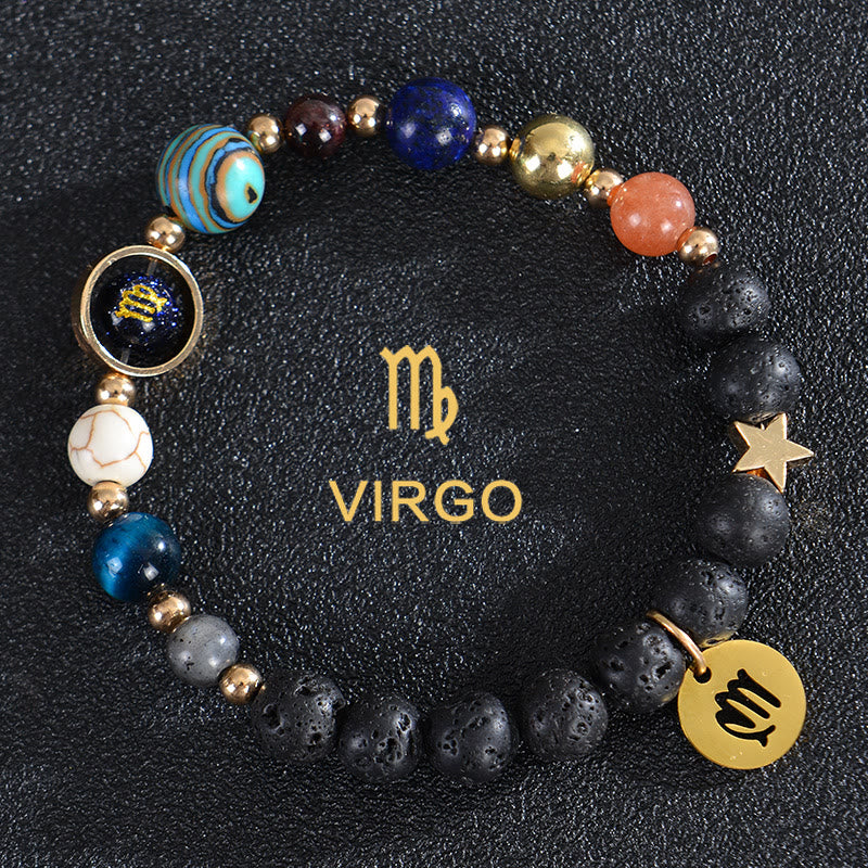 Olivenorma Twelve Constellations Eight Planets Gemstone Bracelet - Lava Stone - Virgo - image 21