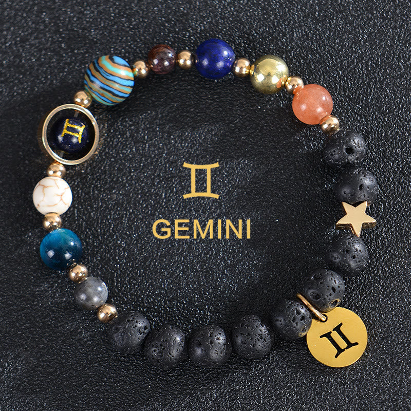 Olivenorma Twelve Constellations Eight Planets Gemstone Bracelet - Lava Stone - Gemini - image 18