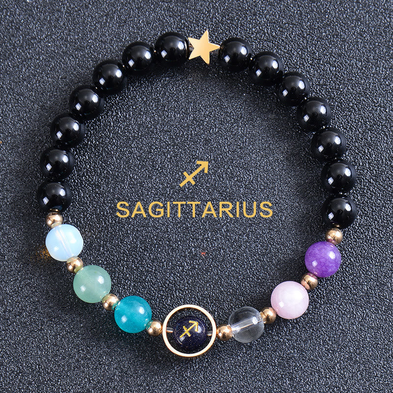 Olivenorma Twelve Constellations Eight Planets Gemstone Bracelet - Round Obsidian - Sagittarius - image 48