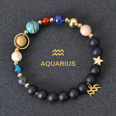 Olivenorma Twelve Constellations Eight Planets Gemstone Bracelet - Black Onyx - Aquarius - image 14
