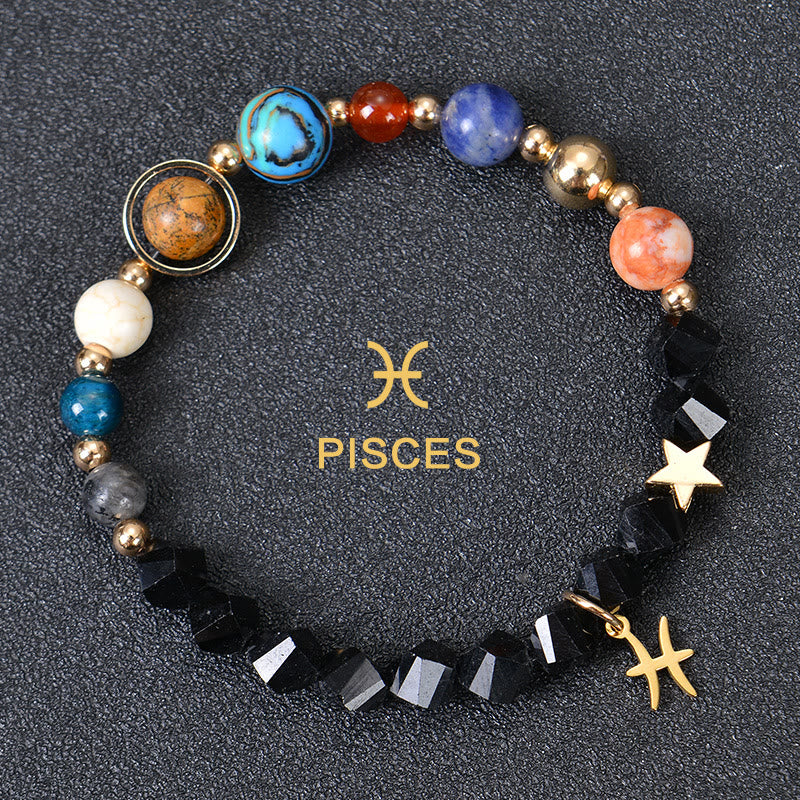 Olivenorma Twelve Constellations Eight Planets Gemstone Bracelet - Facted Obsidian - Pisces - image 39