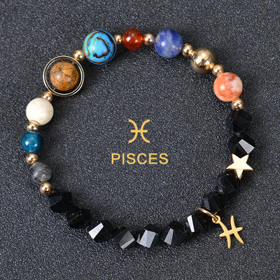 Olivenorma Twelve Constellations Eight Planets Gemstone Bracelet - Facted Obsidian - Pisces - image 39