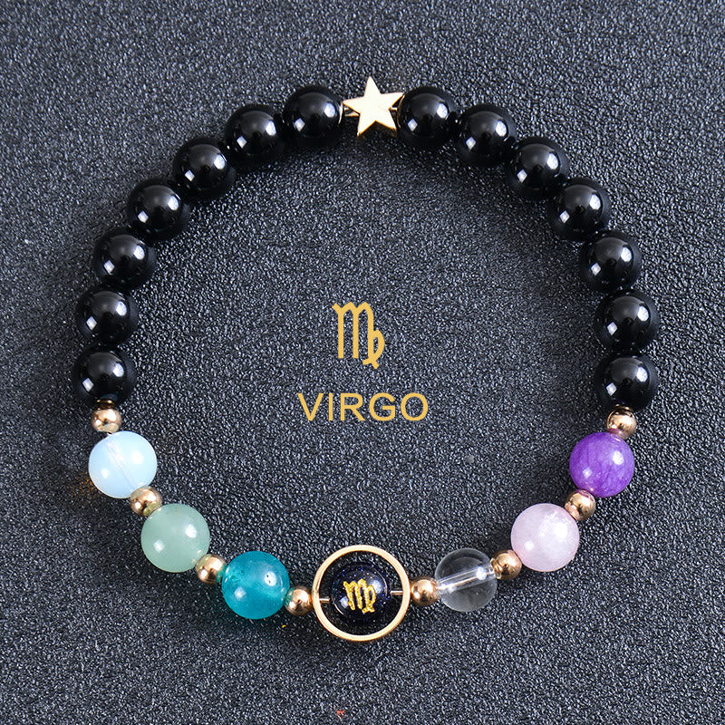 Olivenorma Twelve Constellations Eight Planets Gemstone Bracelet - Round Obsidian - Virgo - image 45