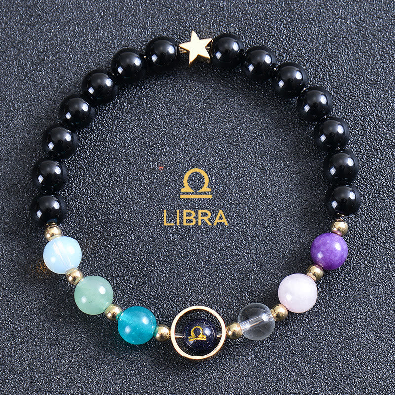 Olivenorma Twelve Constellations Eight Planets Gemstone Bracelet - Round Obsidian - Libra - image 46