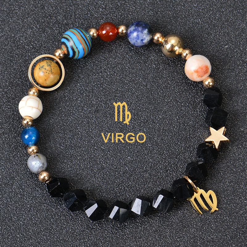 Olivenorma Twelve Constellations Eight Planets Gemstone Bracelet - Facted Obsidian - Virgo - image 33