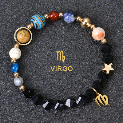 Olivenorma Twelve Constellations Eight Planets Gemstone Bracelet - Facted Obsidian - Virgo - image 33
