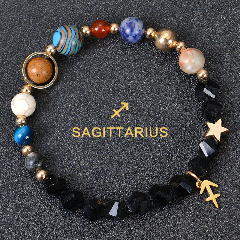 Olivenorma Twelve Constellations Eight Planets Gemstone Bracelet - Facted Obsidian - Sagittarius - image 36