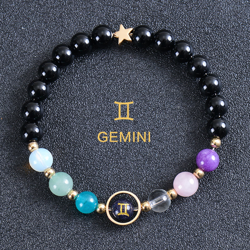 Olivenorma Twelve Constellations Eight Planets Gemstone Bracelet - Round Obsidian - Gemini - image 42