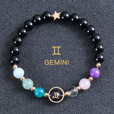 Olivenorma Twelve Constellations Eight Planets Gemstone Bracelet - Round Obsidian - Gemini - image 42