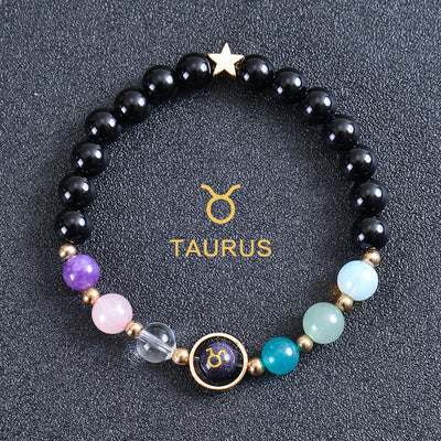 Olivenorma Twelve Constellations Eight Planets Gemstone Bracelet - Round Obsidian - Taurus - image 41