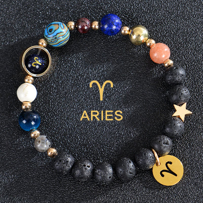 Olivenorma Twelve Constellations Eight Planets Gemstone Bracelet - Lava Stone - Aries - image 16