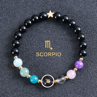Olivenorma Twelve Constellations Eight Planets Gemstone Bracelet - Round Obsidian - Scorpio - image 47