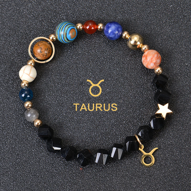 Olivenorma Twelve Constellations Eight Planets Gemstone Bracelet - Facted Obsidian - Taurus - image 29