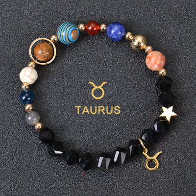 Olivenorma Twelve Constellations Eight Planets Gemstone Bracelet - Facted Obsidian - Taurus - image 29