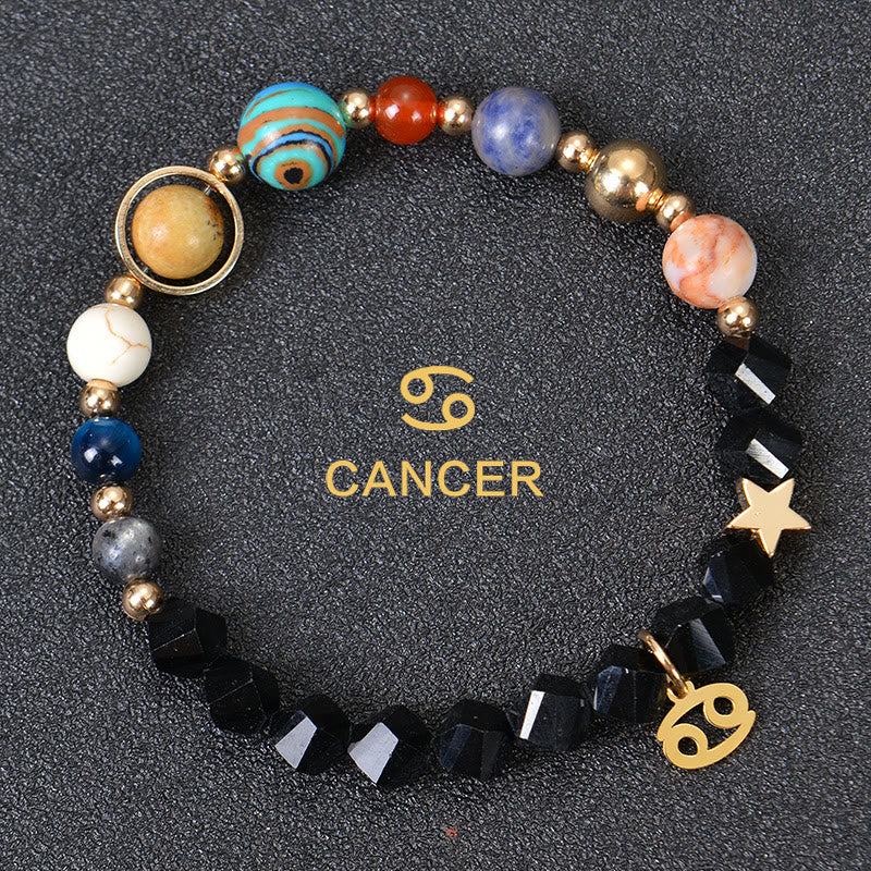 Olivenorma Twelve Constellations Eight Planets Gemstone Bracelet - Facted Obsidian - Cancer - image 31