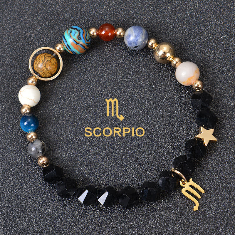 Olivenorma Twelve Constellations Eight Planets Gemstone Bracelet - Facted Obsidian - Scorpio - image 35