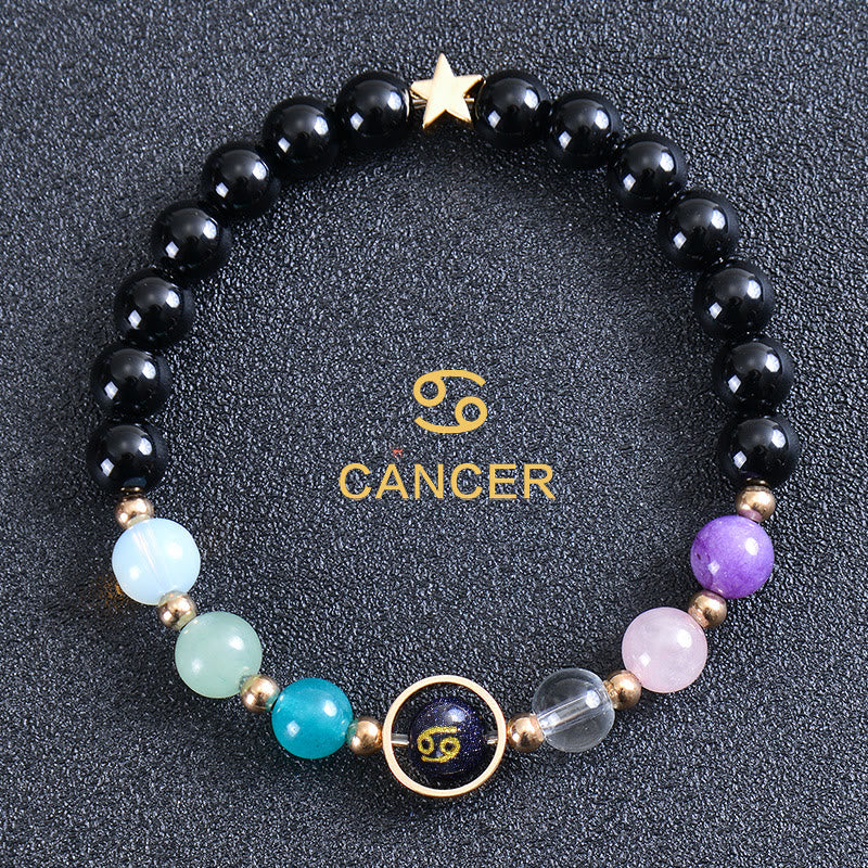 Olivenorma Twelve Constellations Eight Planets Gemstone Bracelet - Round Obsidian - Cancer - image 43