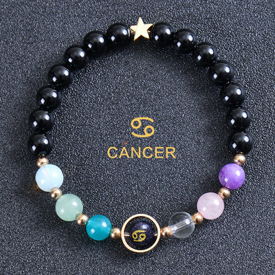 Olivenorma Twelve Constellations Eight Planets Gemstone Bracelet - Round Obsidian - Cancer - image 43