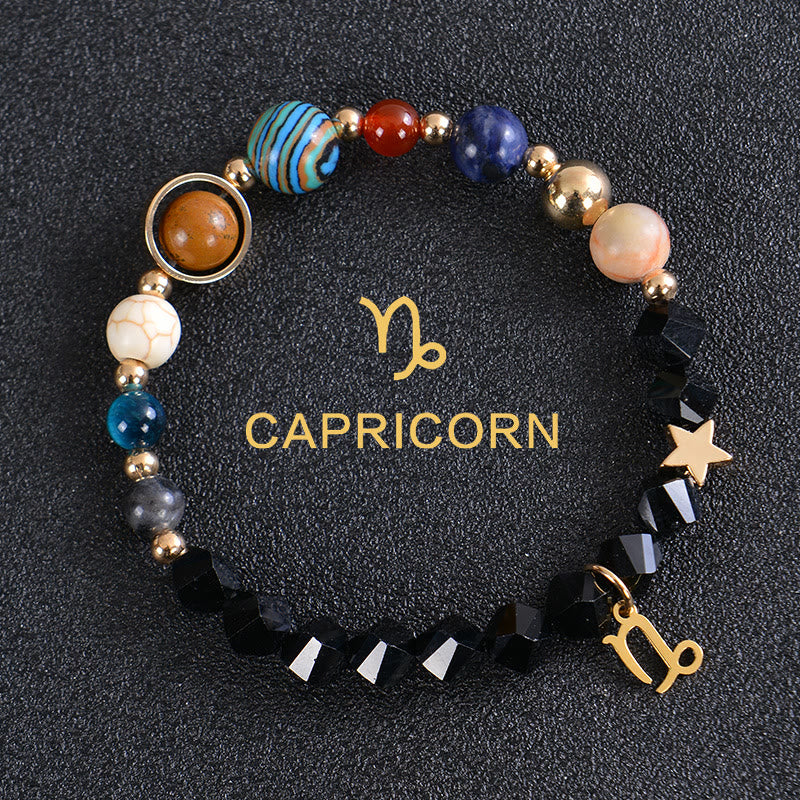 Olivenorma Twelve Constellations Eight Planets Gemstone Bracelet - Facted Obsidian - Capricorn - image 37