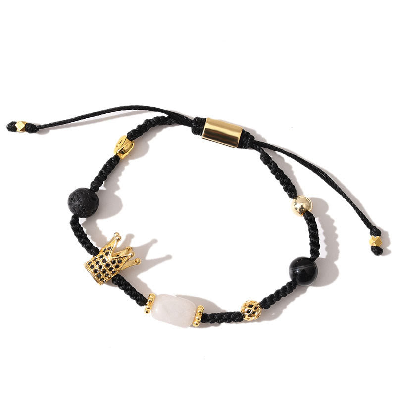 Olivenorma Healing Gemstone Adjustable Braided Bracelet - Rose Quartz + Lava Stone + Black Onyx - image 17