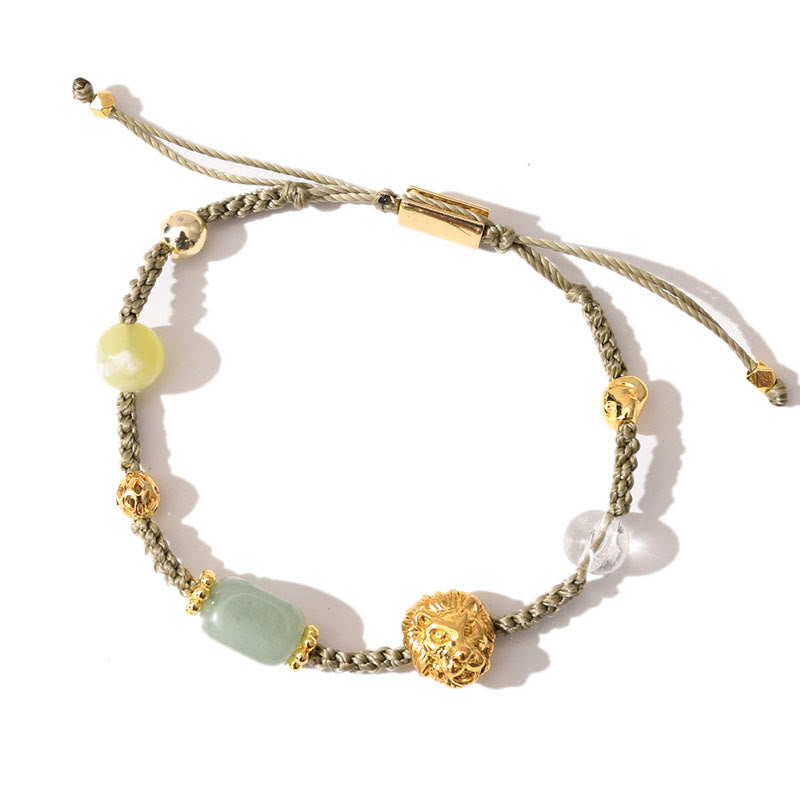Olivenorma Healing Gemstone Adjustable Braided Bracelet - Green Aventurine + Citrine + Clear Crystal - image 8