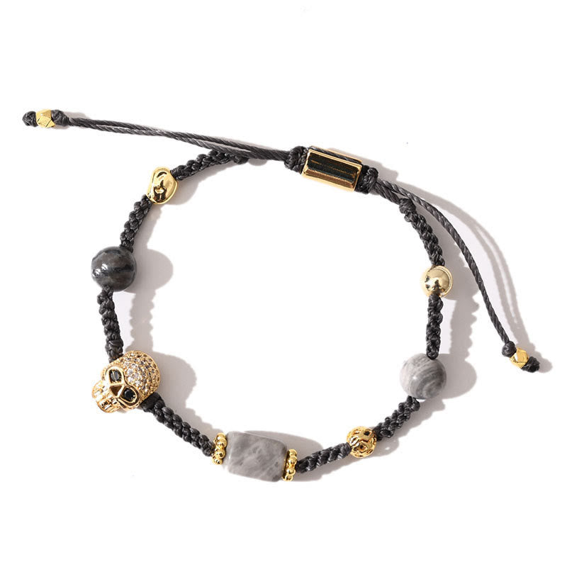 Olivenorma Healing Gemstone Adjustable Braided Bracelet - Grey Jasper + Black Tourmaline - image 26