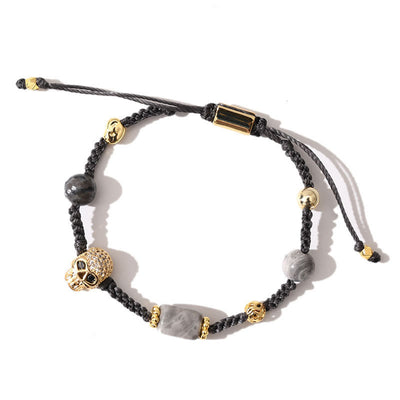 Olivenorma Healing Gemstone Adjustable Braided Bracelet - Grey Jasper + Black Tourmaline - image 26