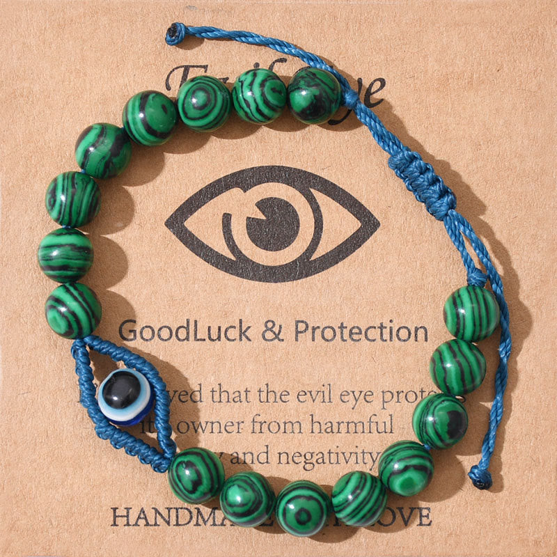 Olivenorma Evil Eye Good Luck & Protection Crystal Braided Bracelet - Malachite - image 17