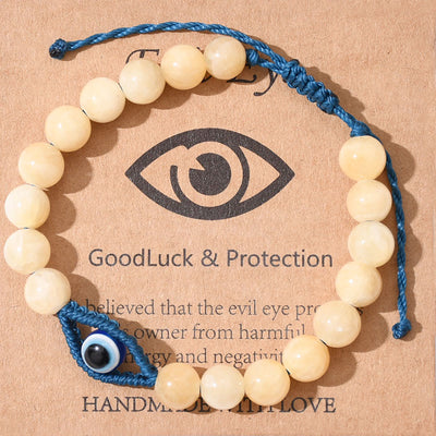 Olivenorma Evil Eye Good Luck & Protection Crystal Braided Bracelet - Orange Selenite Crystal - image 4