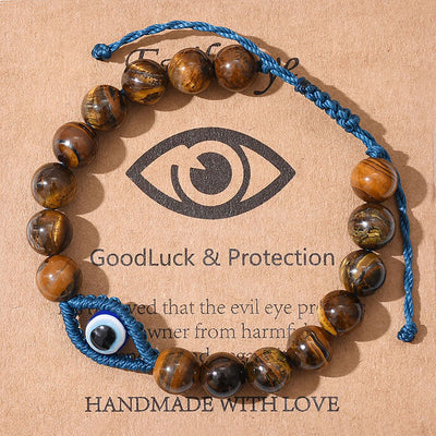 Olivenorma Evil Eye Good Luck & Protection Crystal Braided Bracelet - Tiger Eye - image 10