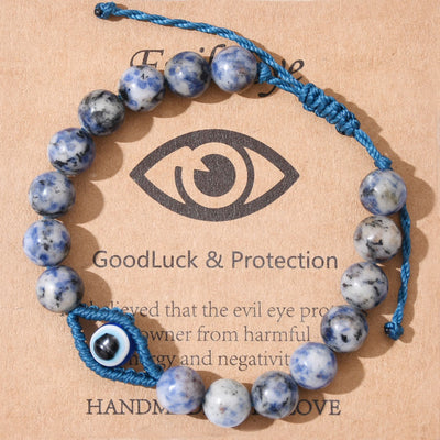 Olivenorma Evil Eye Good Luck & Protection Crystal Braided Bracelet - Sodalite - image 8