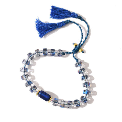 Olivenorma Glitter Boho Style Tassel Gemstone Braided Bracelet - Lapis Lazuli + Clear Glaze - image 17