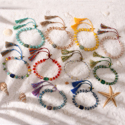 Olivenorma Glitter Boho Style Tassel Gemstone Braided Bracelet - image 20