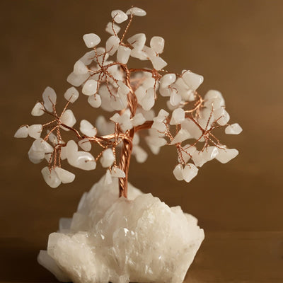 Olivenorma Natural White Chalcedony Reiki Crystal Bonsai Feng Shui Tree - White Chalcedony - image 1