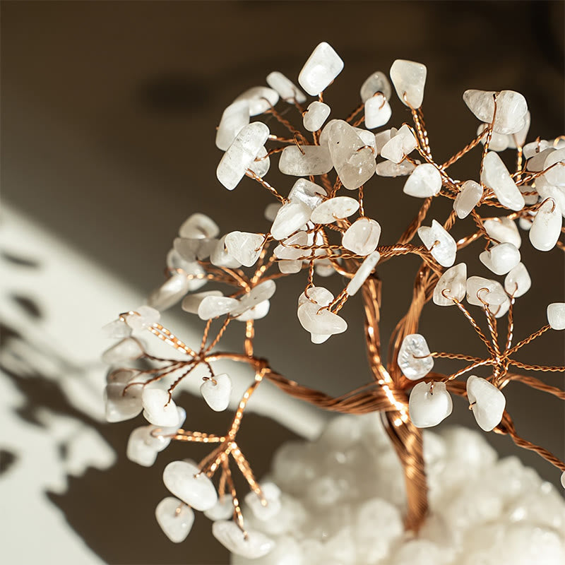 Olivenorma Natural White Chalcedony Reiki Crystal Bonsai Feng Shui Tree - image 3