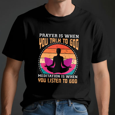Olivenorma "MEDITATION IS WHEN YOU LISTEN TO GOD" Spiritual Yoga T-Shirt - image 4