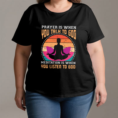 Olivenorma "MEDITATION IS WHEN YOU LISTEN TO GOD" Spiritual Yoga T-Shirt - image 3