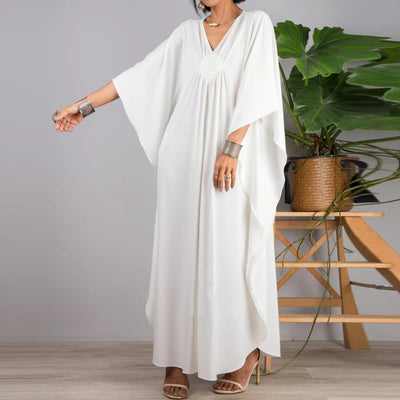 Olivenorma Beach Sun Protection Shirt Woven Design Kaftan Dress