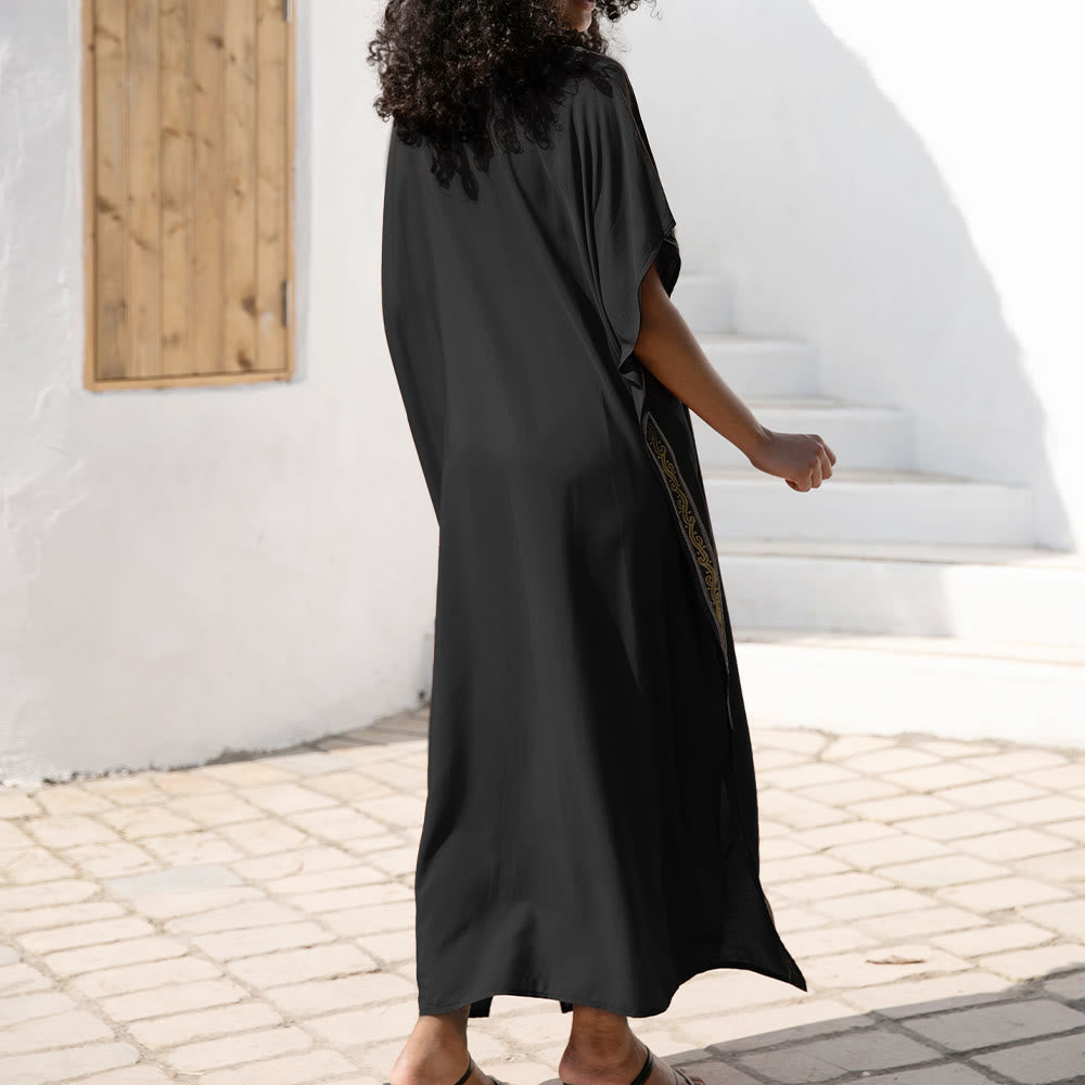 Olivenorma Beach Blouse Vintage Embroidered Kaftan Dress