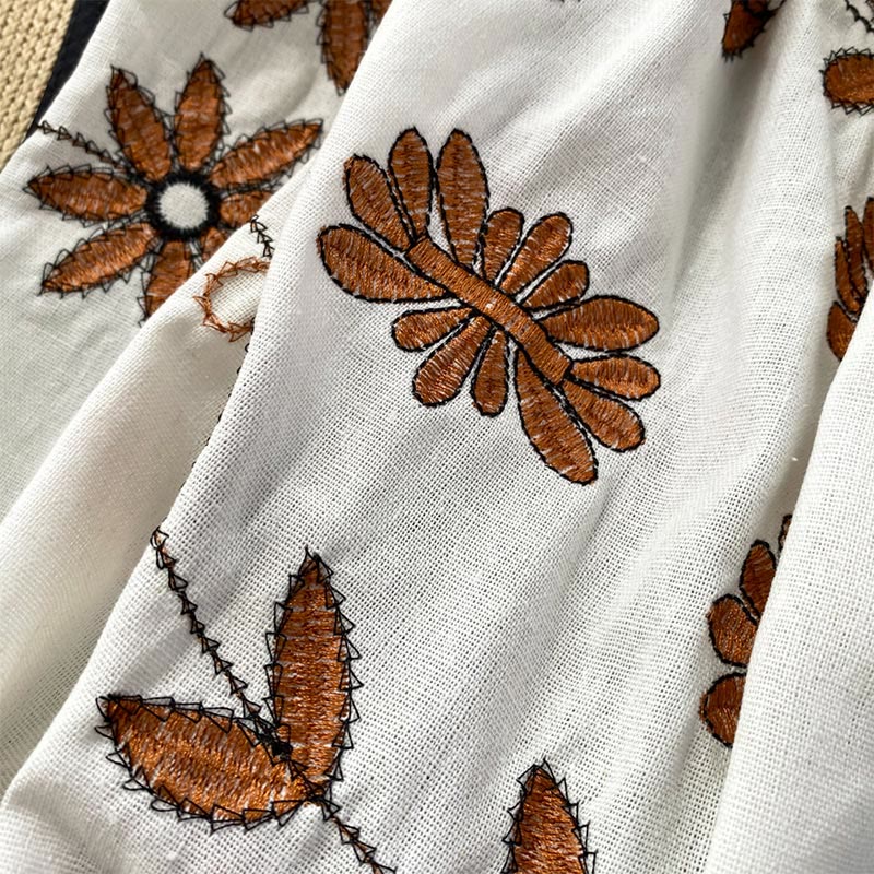 Olivenorma Bohemia Embroidered Lantern Sleeve Women's Shirt