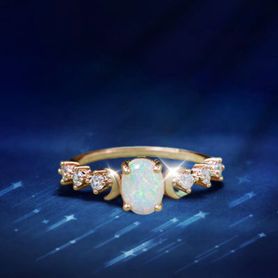 Olivenorma Selene's Moon-Woven Opal Ring - US 12 - image 1
