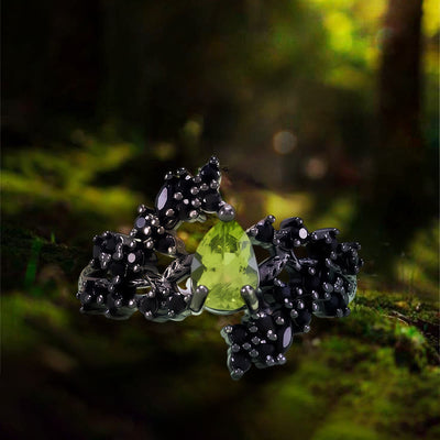 Olivenorma Aphrodite's Bloom Ring - Peridot & Obsidian - image 1