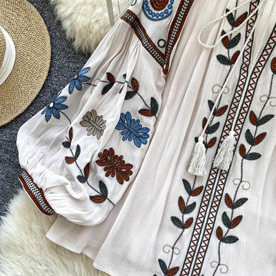 Olivenorma Vintage European Court Style Embroidery Women's Shirt