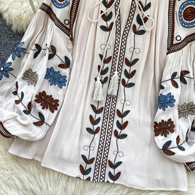 Olivenorma Vintage European Court Style Embroidery Women's Shirt