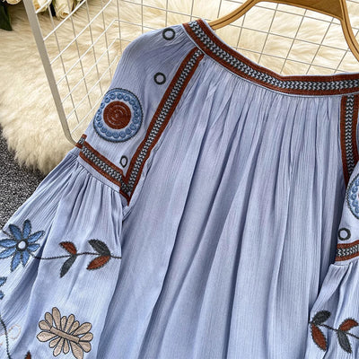 Olivenorma Vintage European Court Style Embroidery Women's Shirt