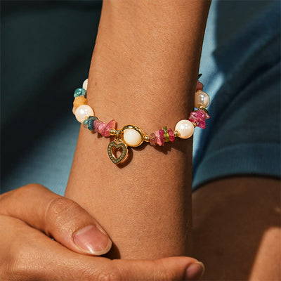 Olivenorma "Heart to Heart Bond" Tourmaline & Pearl Bracelet